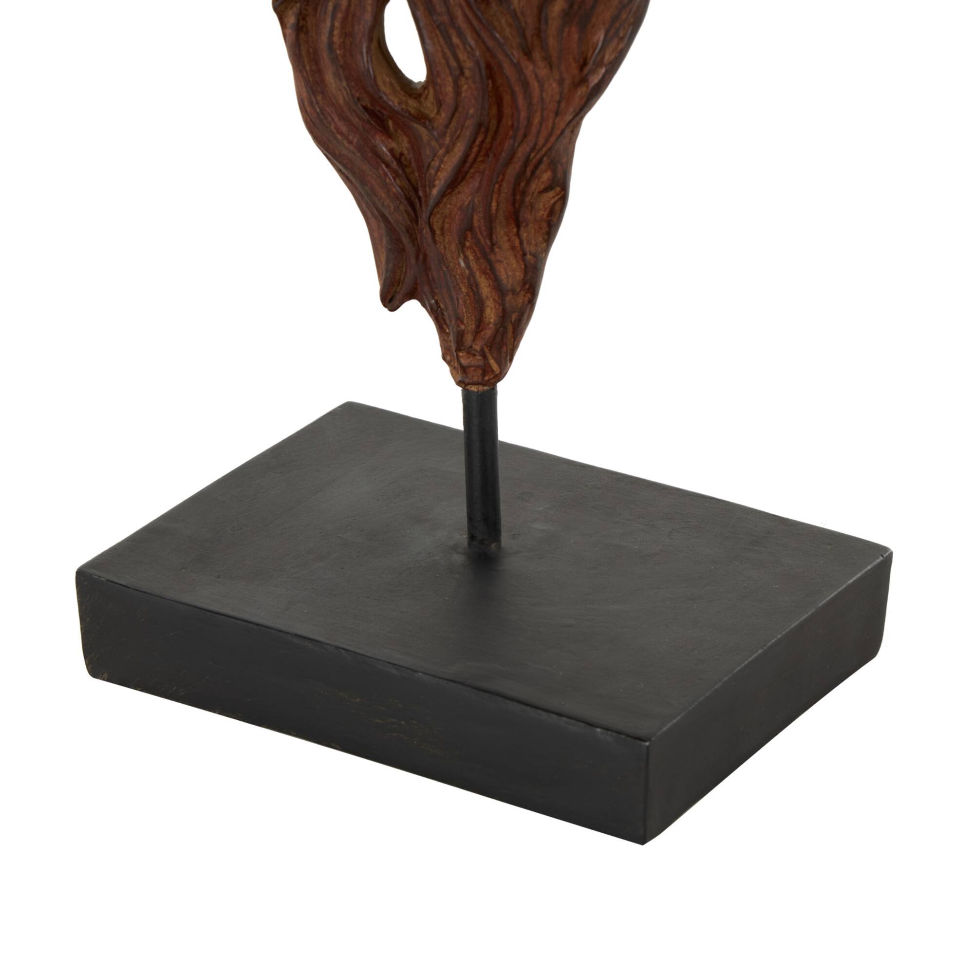 14" Dark Brown Ceramic Horse Head Sculpture with Black Rectangle Base
